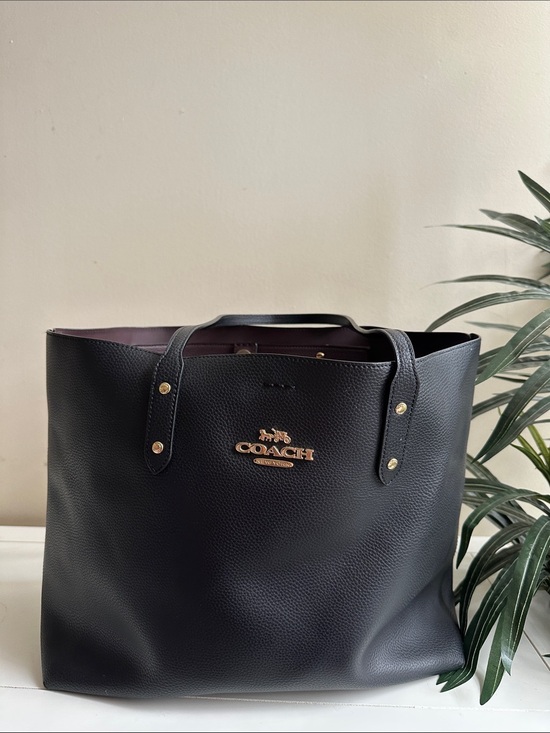 Coach Other - Coach Black Leather Tote with Gold Logo